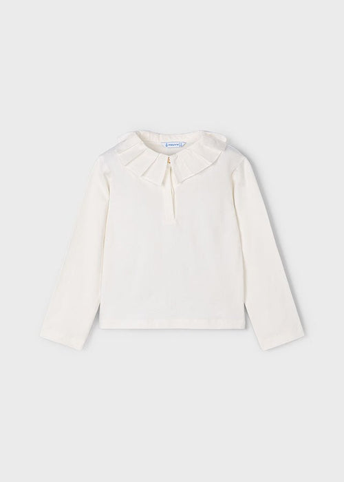 Girls Off - White Polo with Frill Collar