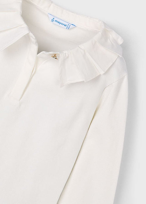 Girls Off - White Polo with Frill Collar