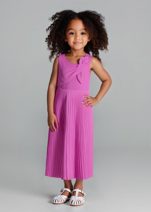 Girls Orchid Pleated Jumpsuit with Bow Detail