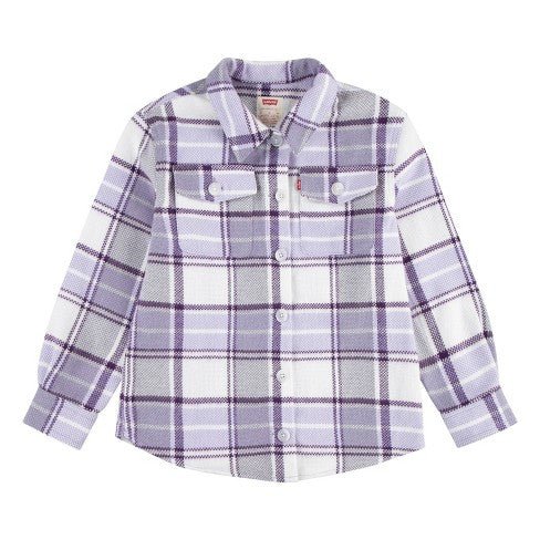 Girls Oversized Lilac Plaid Shacket