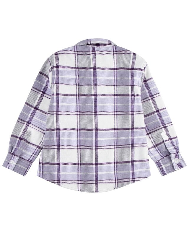 Girls Oversized Lilac Plaid Shacket