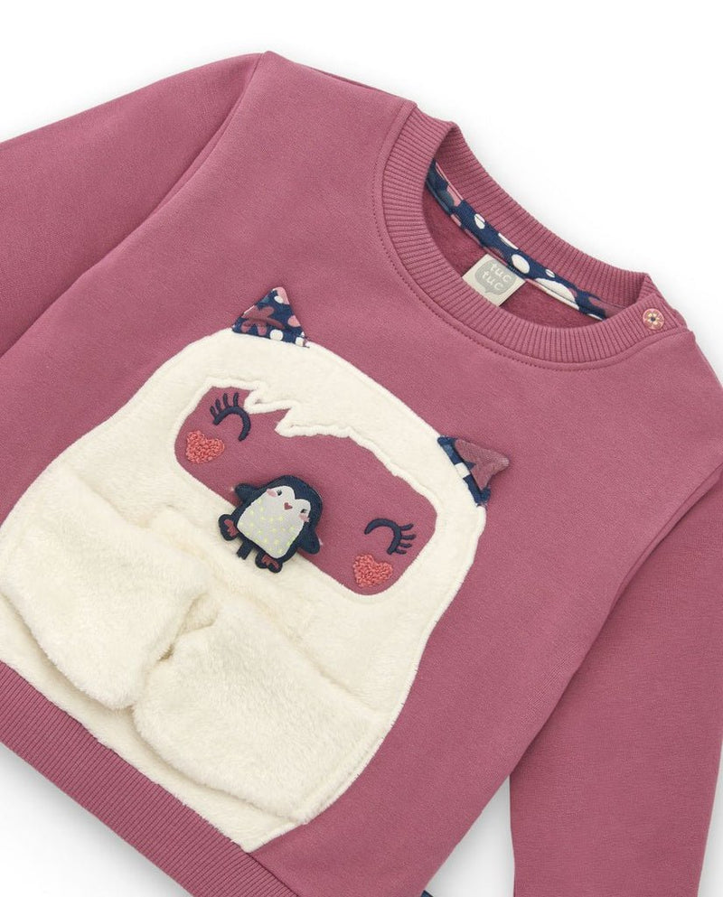 Girls' Penguin Plush Sweatshirt & Heart Leggings Set (Tuc Tuc)