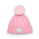 Girls Peony Pink Pom Pom Knitted Hat