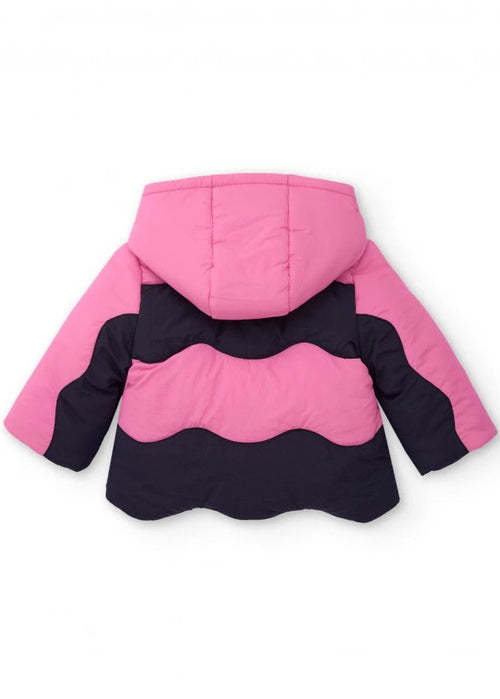 Girls Pink and Navy Hooded Padded Coat