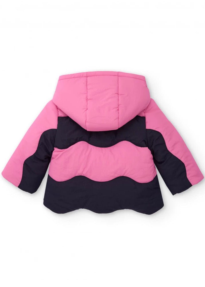 Girls Pink and Navy Hooded Padded Coat