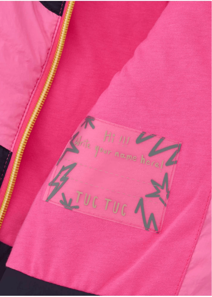 Girls Pink and Navy Hooded Padded Coat