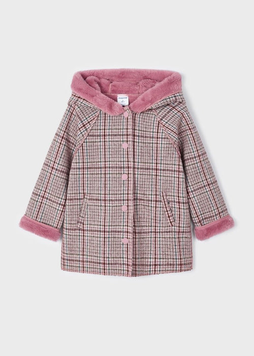 Girls Pink & Blue Check Coat