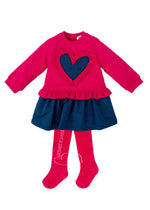 Girls Pink & Blue Ruffle Heart Dress Set