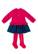 Girls Pink & Blue Ruffle Heart Dress Set