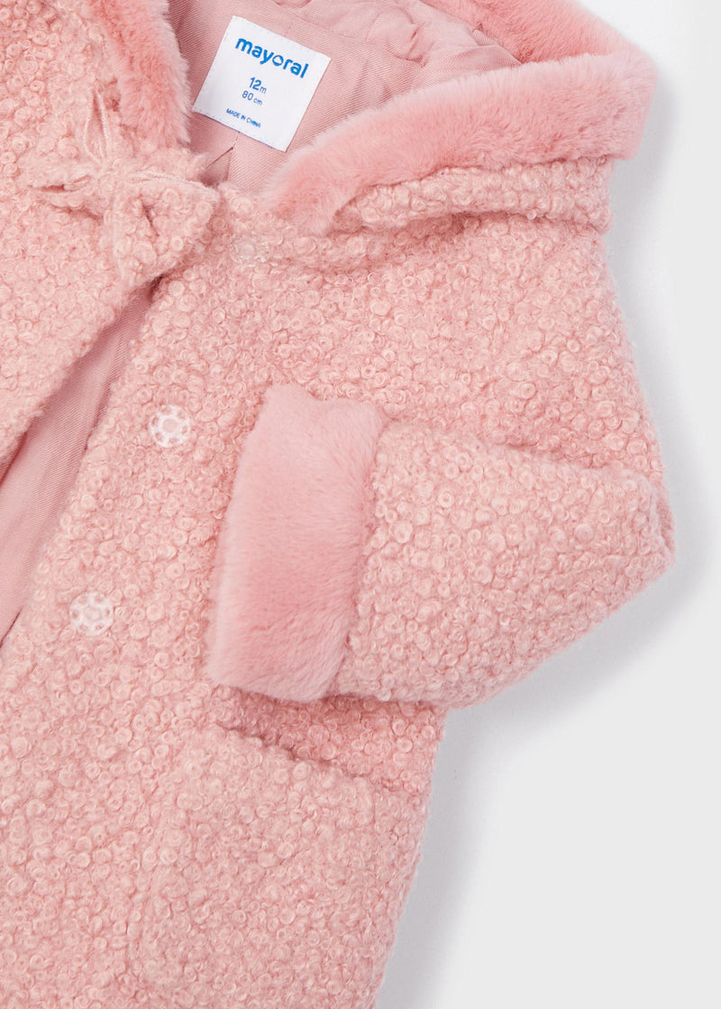 Girls Pink Bouclé Coat (mayoral)