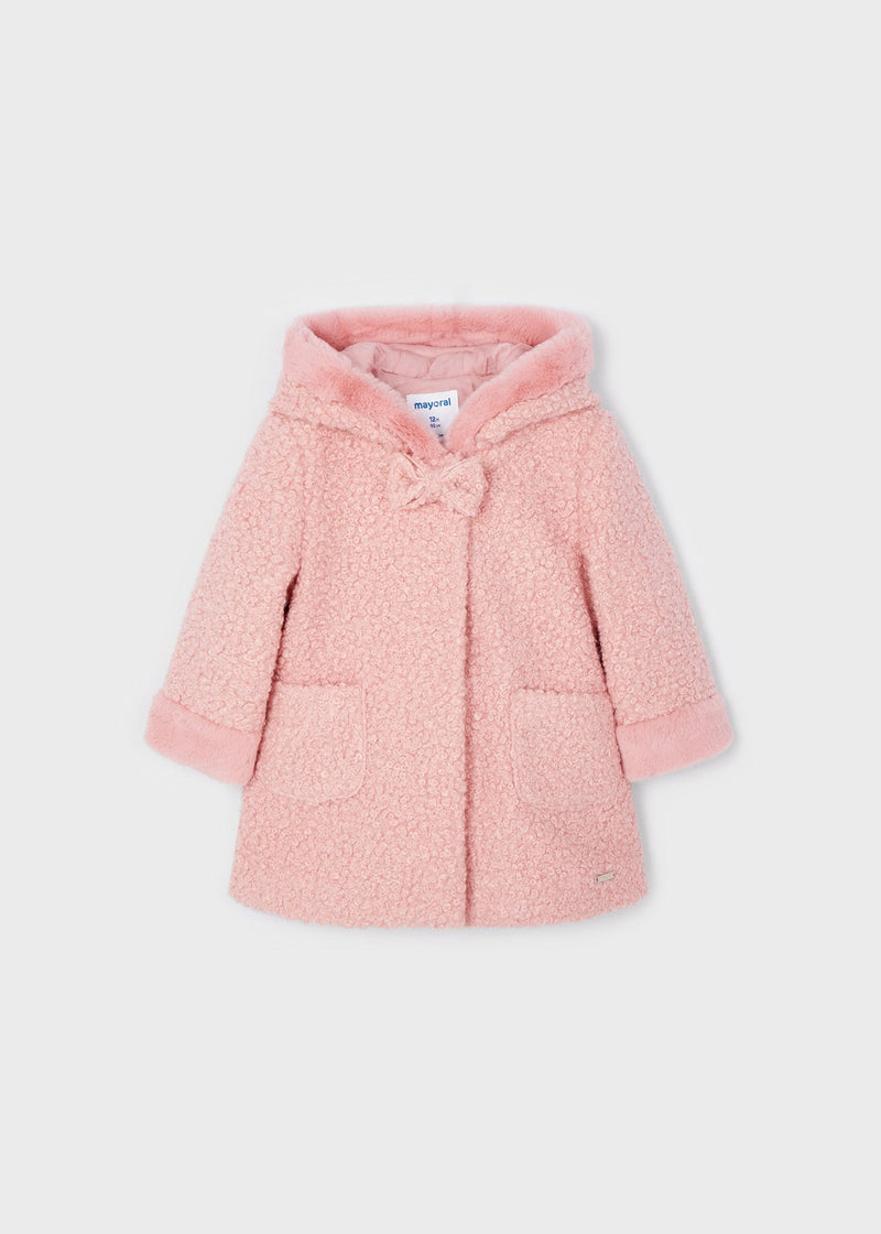 Girls Pink Bouclé Coat (mayoral)