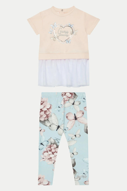 Girls' Pink Butterfly Print Set