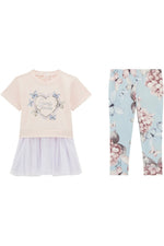 Girls' Pink Butterfly Print Set