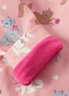 Girls Pink Cat Print Raincoat with Snap Closure