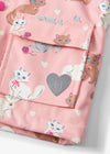 Girls Pink Cat Print Raincoat with Snap Closure