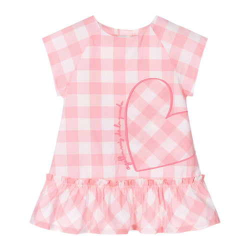 Girls Pink Check Cotton Dress