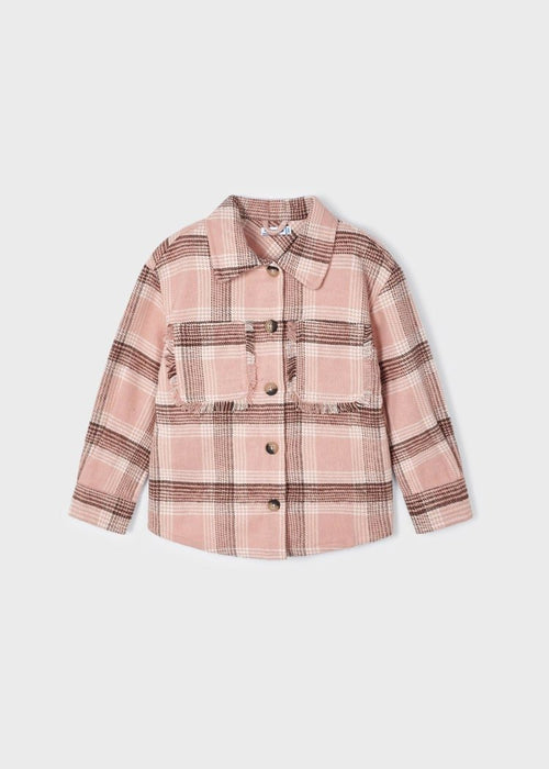 Girls Pink Checked Flannel Shacket