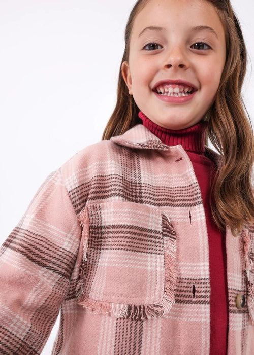 Girls Pink Checked Flannel Shacket