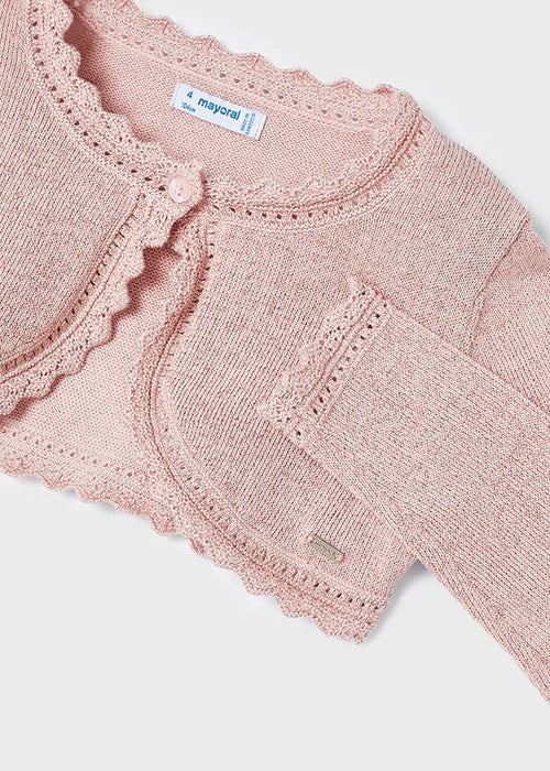 Girls Pink Cotton Bolero Cardigan (mayoral)