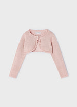 Girls Pink Cotton Bolero Cardigan (mayoral)