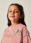 Girls Pink Cotton Heart Sweatshirt (mayoral)