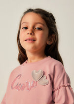 Girls Pink Cotton Heart Sweatshirt (mayoral)