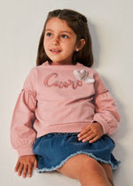 Girls Pink Cotton Heart Sweatshirt (mayoral)