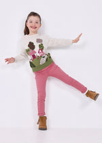 Girls Pink Cotton Rhinestone Trousers (mayoral)