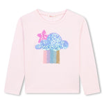 Girls Pink Cotton Sequin Cloud Top (Billieblush)