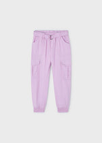 Girls Pink Cotton Twill Cargo Trousers