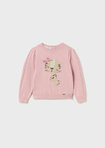 Girls Pink Cotton & Wool Jacquard Sweater (mayoral)