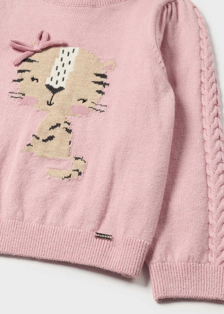 Girls Pink Cotton & Wool Jacquard Sweater (mayoral)