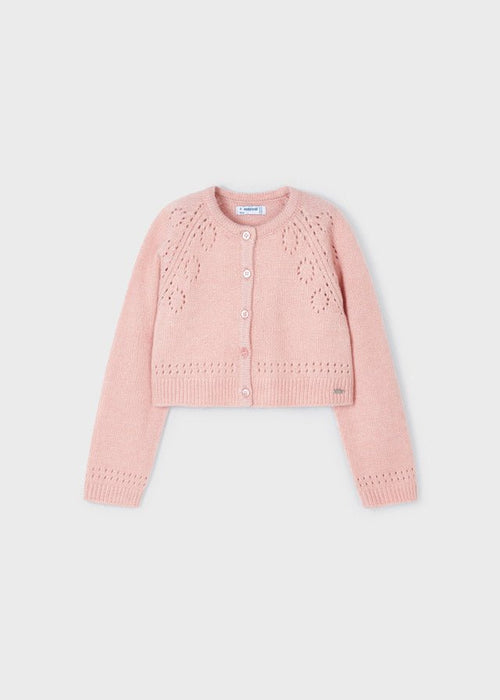 Girls Pink Cropped Knitted Cardigan (mayoral)