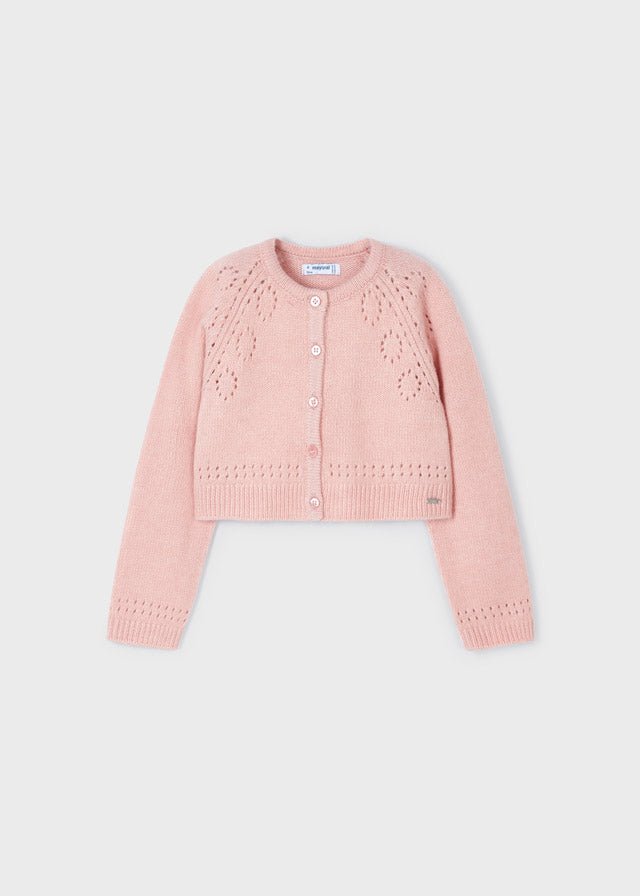 Girls Pink Cropped Knitted Cardigan (mayoral)