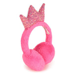 Girls Pink Crown Earmuffs with Sequins
