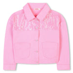 Girls Pink Denim Jacket With Sequins