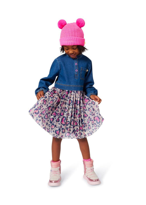Girls Pink Double Pom Pom Knit Hat