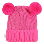 Girls Pink Double Pom Pom Knit Hat