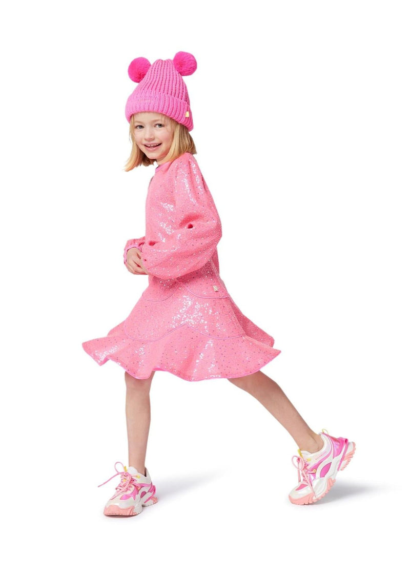 Girls Pink Double Pom Pom Knit Hat