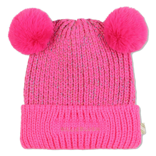 Girls Pink Double Pom Pom Knit Hat