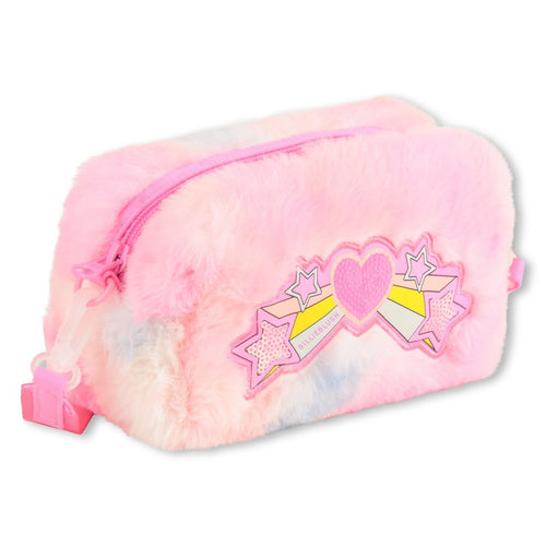 Girls Pink Faux Fur Case With Rainbow Stars