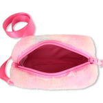 Girls Pink Faux Fur Case With Rainbow Stars