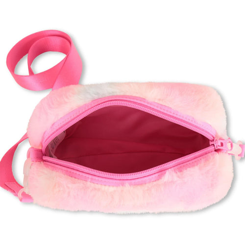 Girls Pink Faux Fur Case With Rainbow Stars