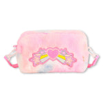 Girls Pink Faux Fur Case With Rainbow Stars