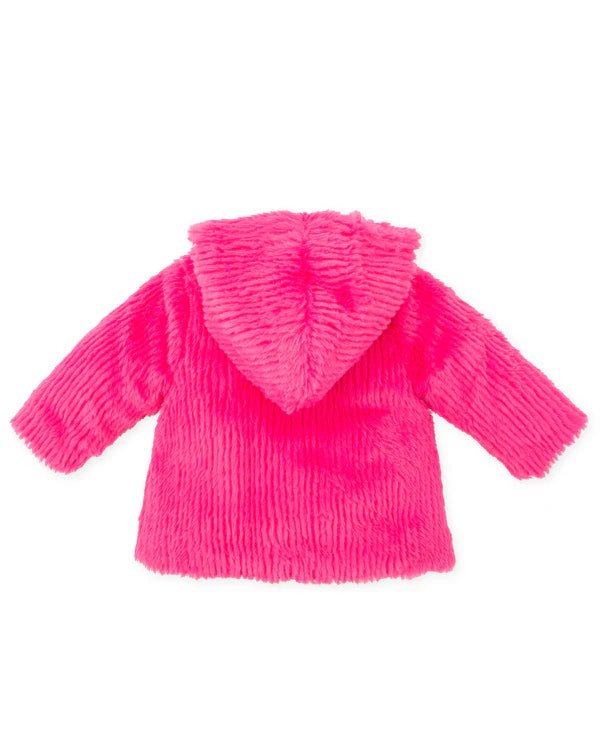 Girls Pink Faux Fur Hooded Coat (Agatha Ruiz de la Prada)