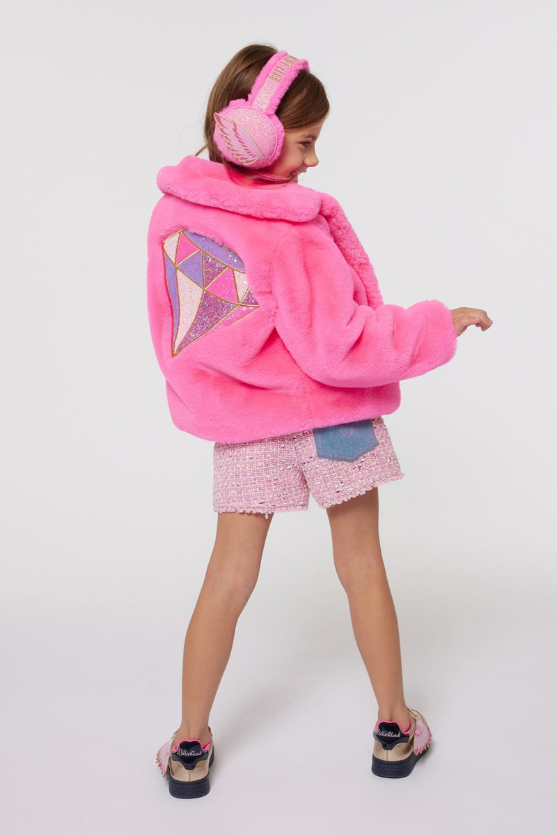 Girls Pink Faux Fur Jacket (Billieblush)