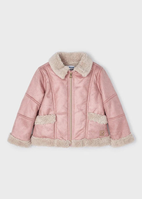 Girls Pink Faux Sheepskin Jacket (mayoral)