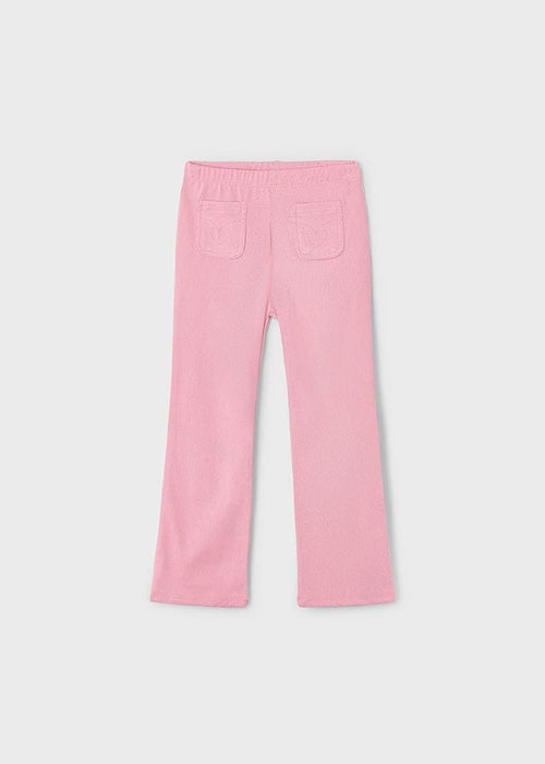 Girls Pink Flare Knit Denim Leggings