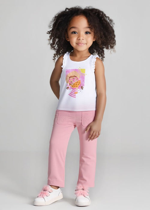 Girls Pink Flare Knit Denim Leggings