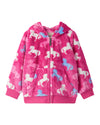 Girls Pink Fleece Hoodie with Horse Print